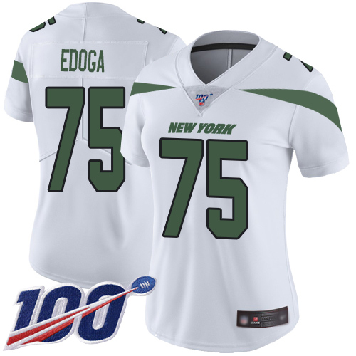 New York Jets Limited White Women Chuma Edoga Road Jersey NFL Football #75 100th Season Vapor Untouchable->women nfl jersey->Women Jersey